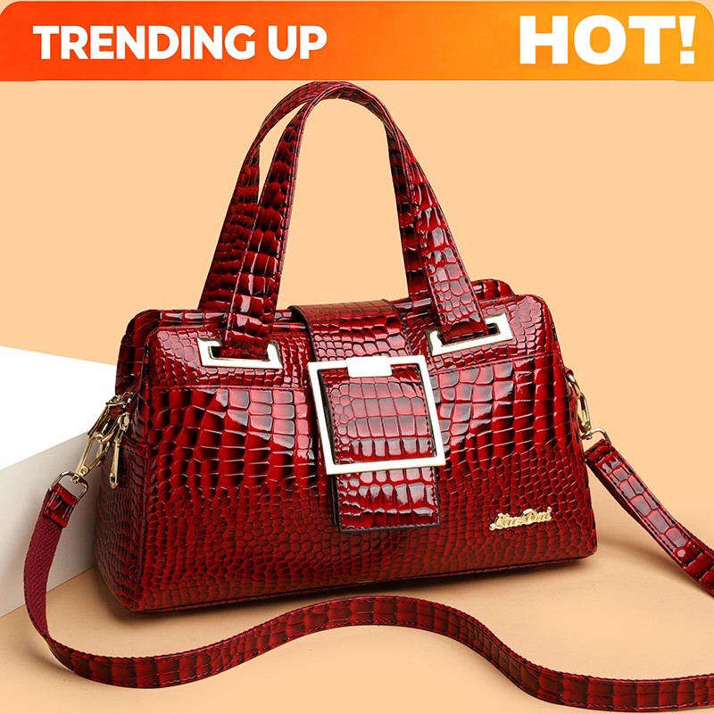 Luxury Bags With Zipper - Luxury Crocodile Patterned Handbag Hot Selling
