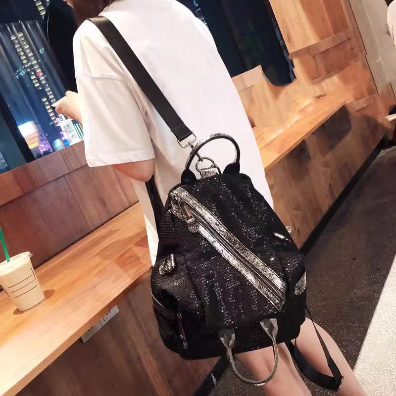 New Women Nylon Sequins Backpa - Luxury Bags With Zipper 评论和价格