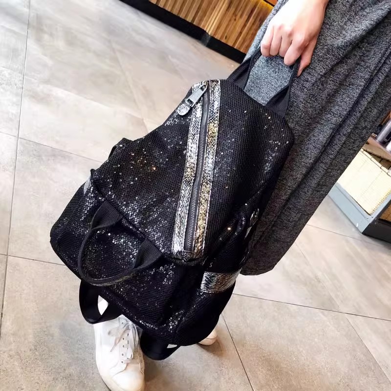 New Women Nylon Sequins Backpa - Luxury Bags With Zipper 评论和价格